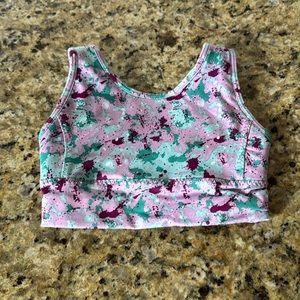 Girls, paint splatter, sports bra